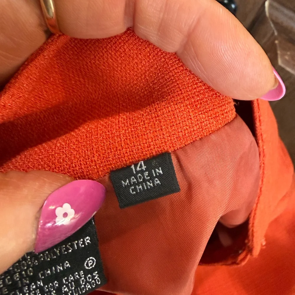 Anne Klein Orange Flared Midi Skirt